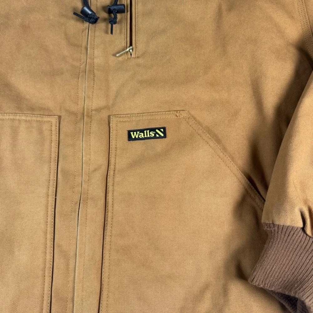 Walls Hooded Bomber Jacket Mens 3XL Brown Cotton Canvas Workwear Utility Coat‎